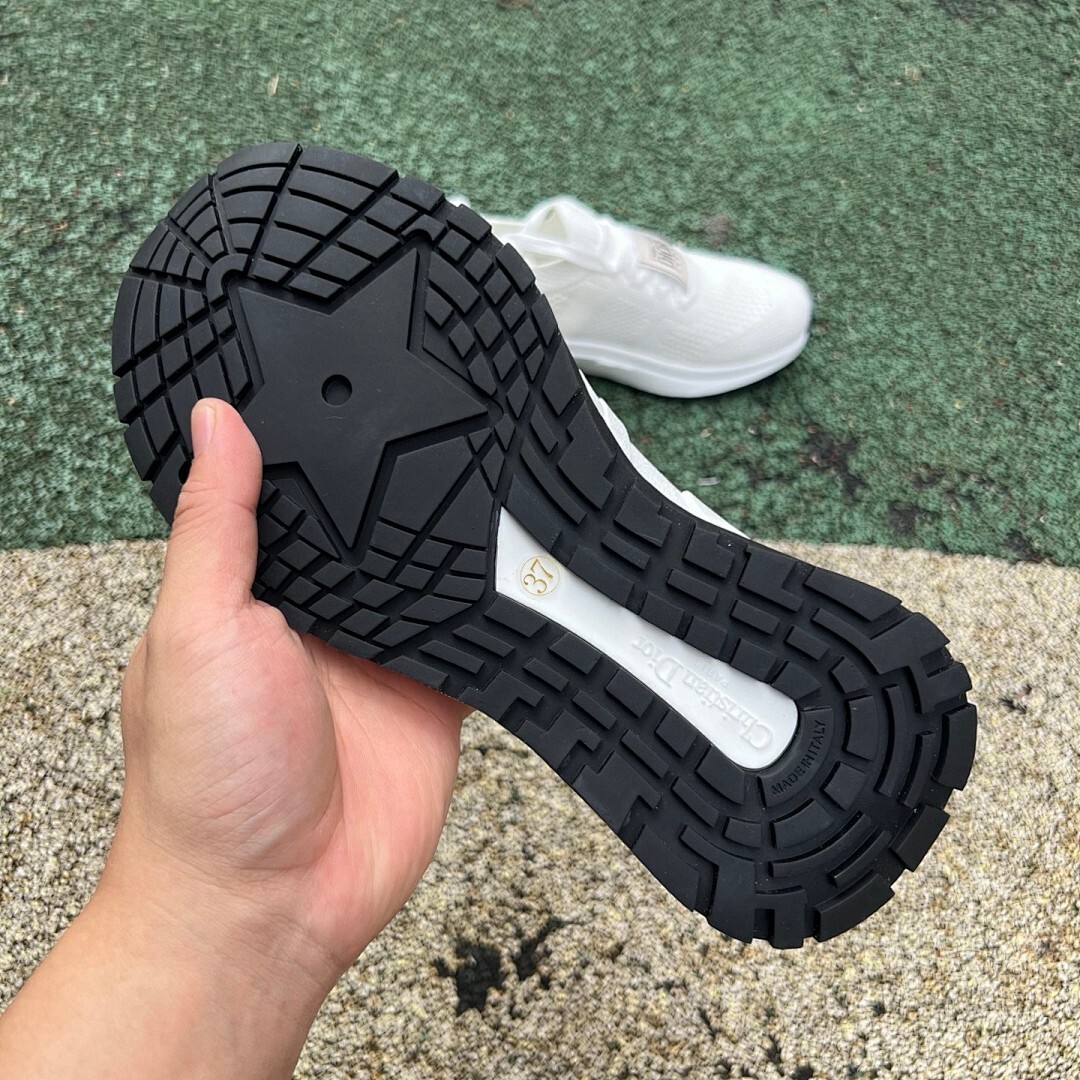 Christian Dior White Knit Low-Top Sneaker with Paris Strap - Image 6