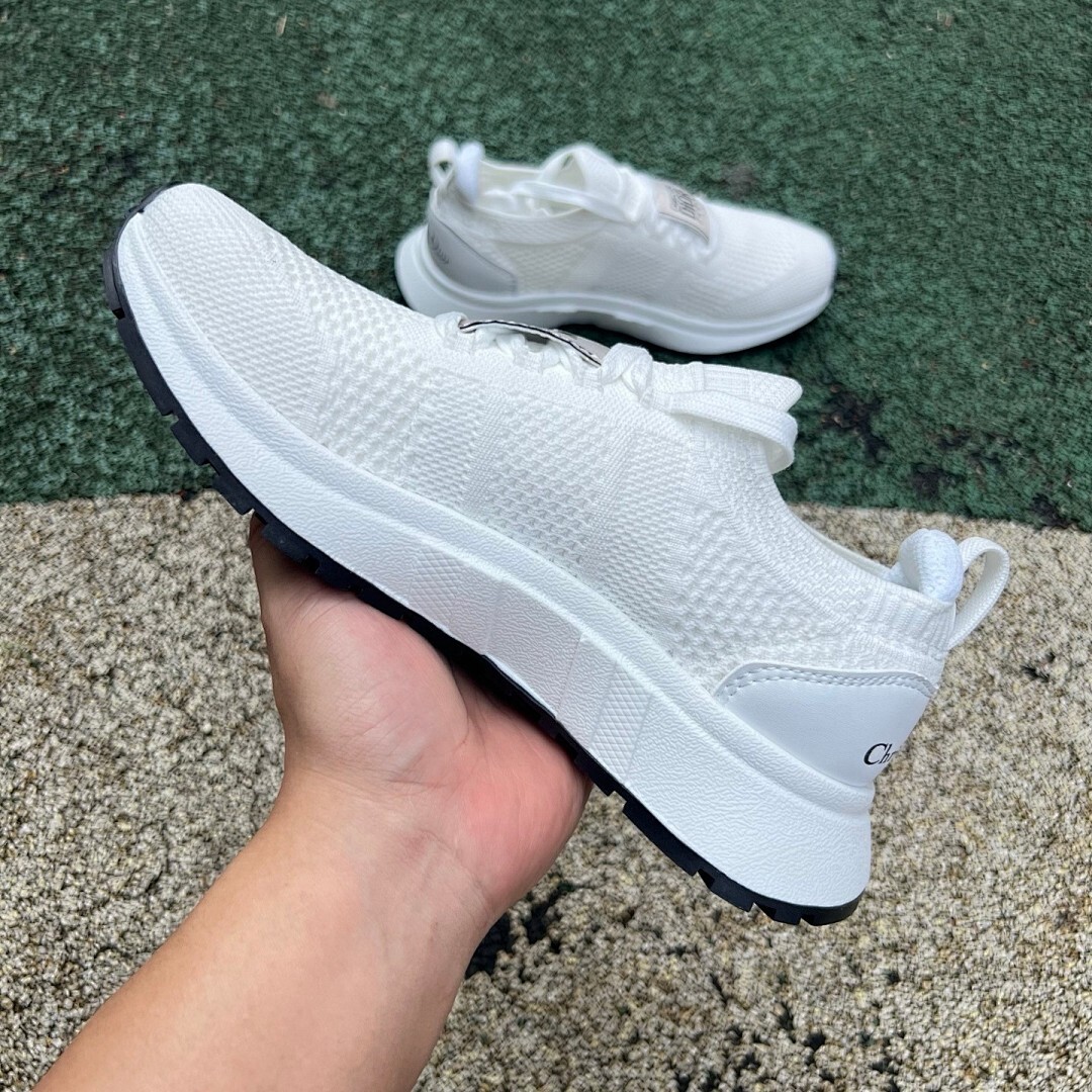 Christian Dior White Knit Low-Top Sneaker with Paris Strap - Image 7