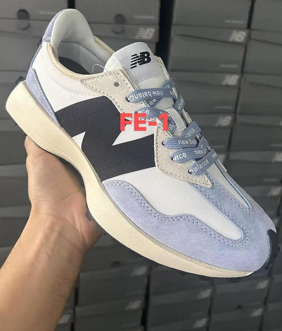 New Balance 327 U327ED White Navy Arctic Sky Suede Trainers Sneakers with Cream Midsole