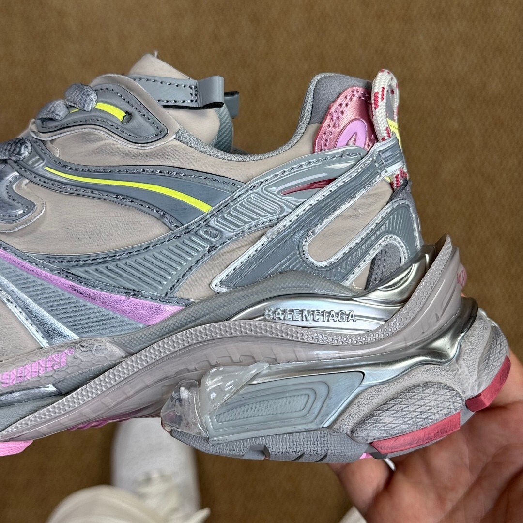 Balenciaga Runner Trainers Grey Yellow Pink - Image 6