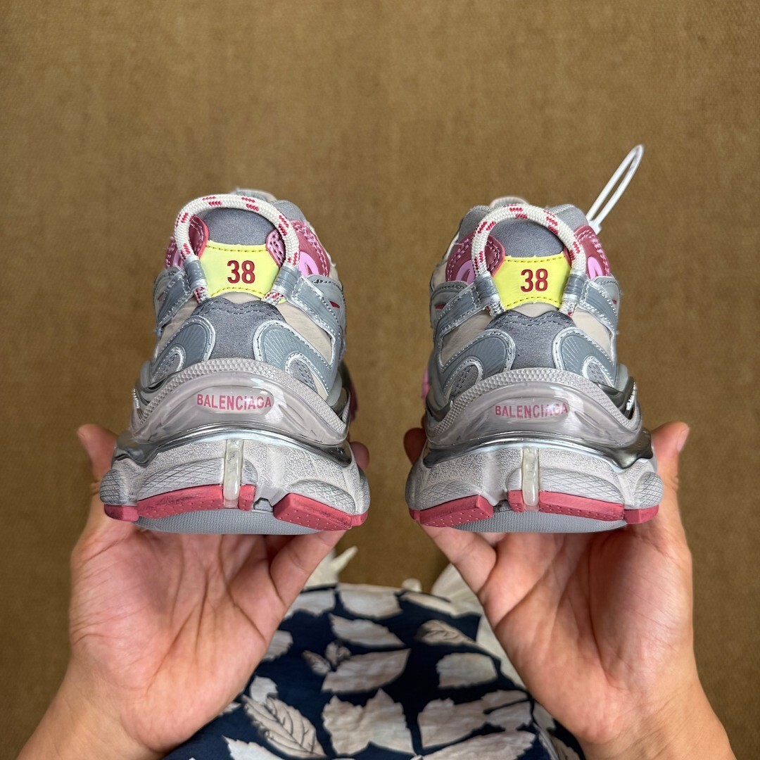 Balenciaga Runner Trainers Grey Yellow Pink - Image 7