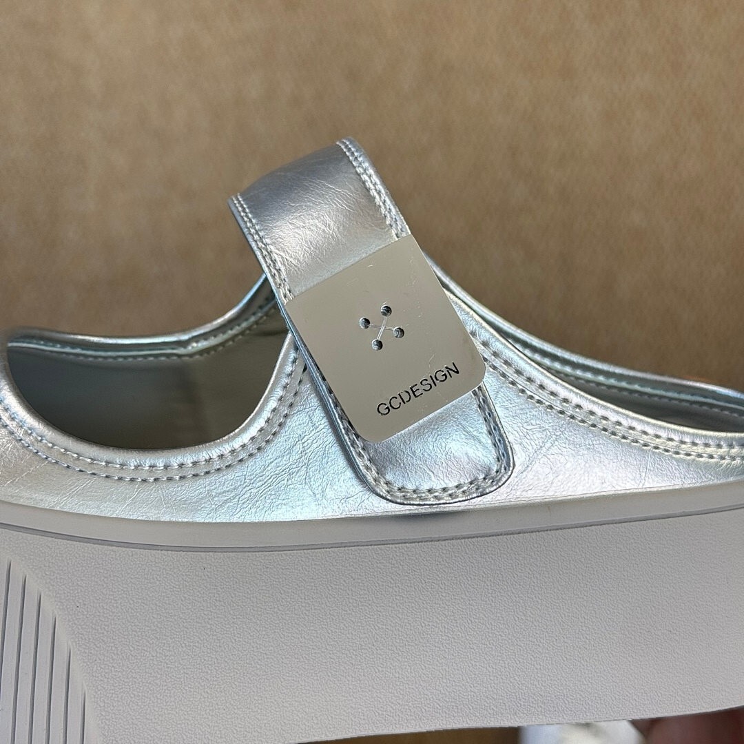 GCDS Metallic Silver Mary Jane Platform Mules - Image 5