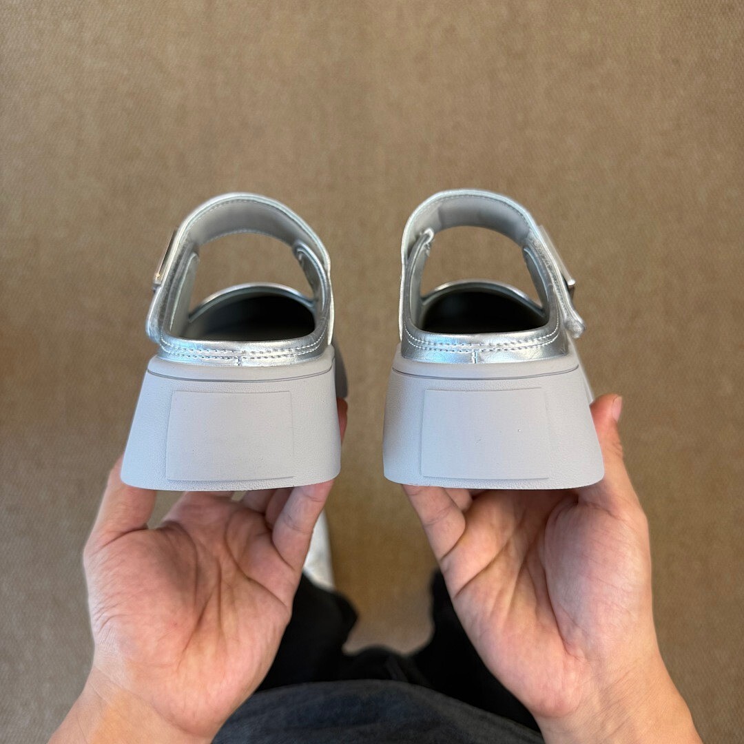 GCDS Metallic Silver Mary Jane Platform Mules - Image 6