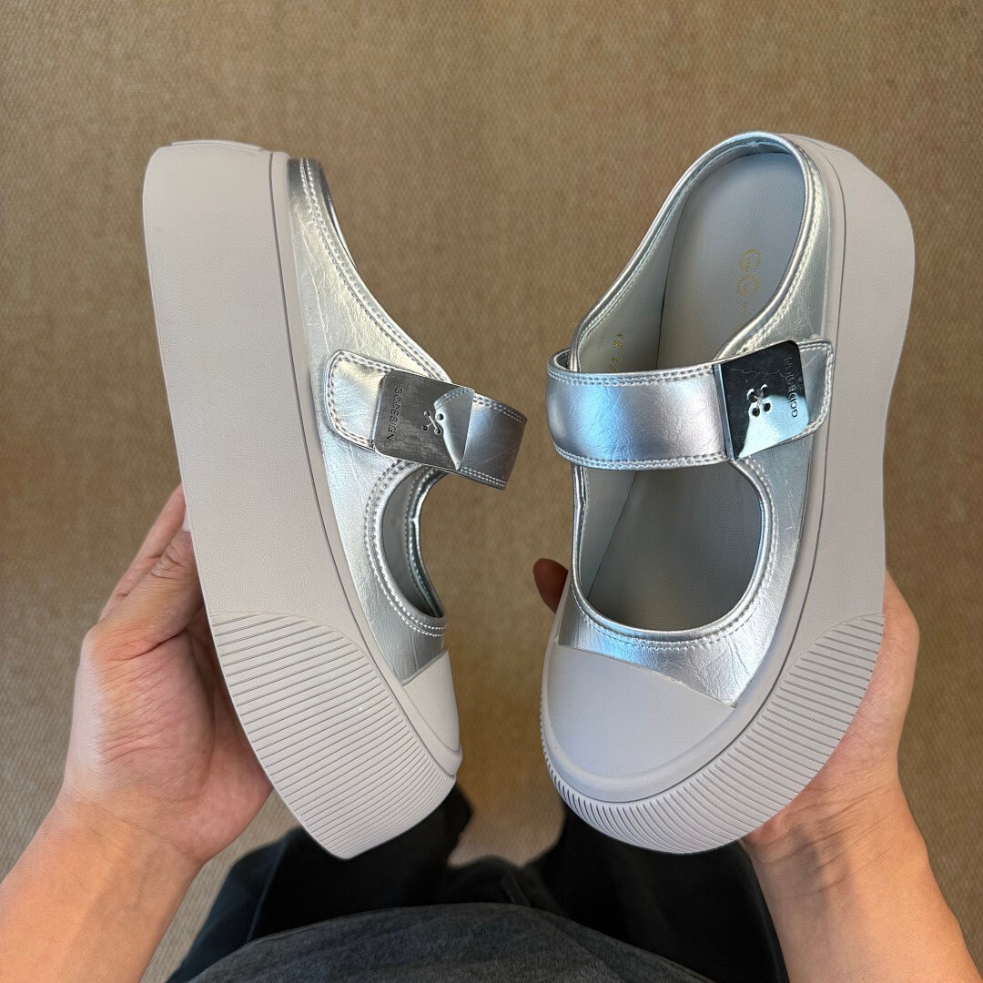 GCDS Metallic Silver Mary Jane Platform Mules - Image 7