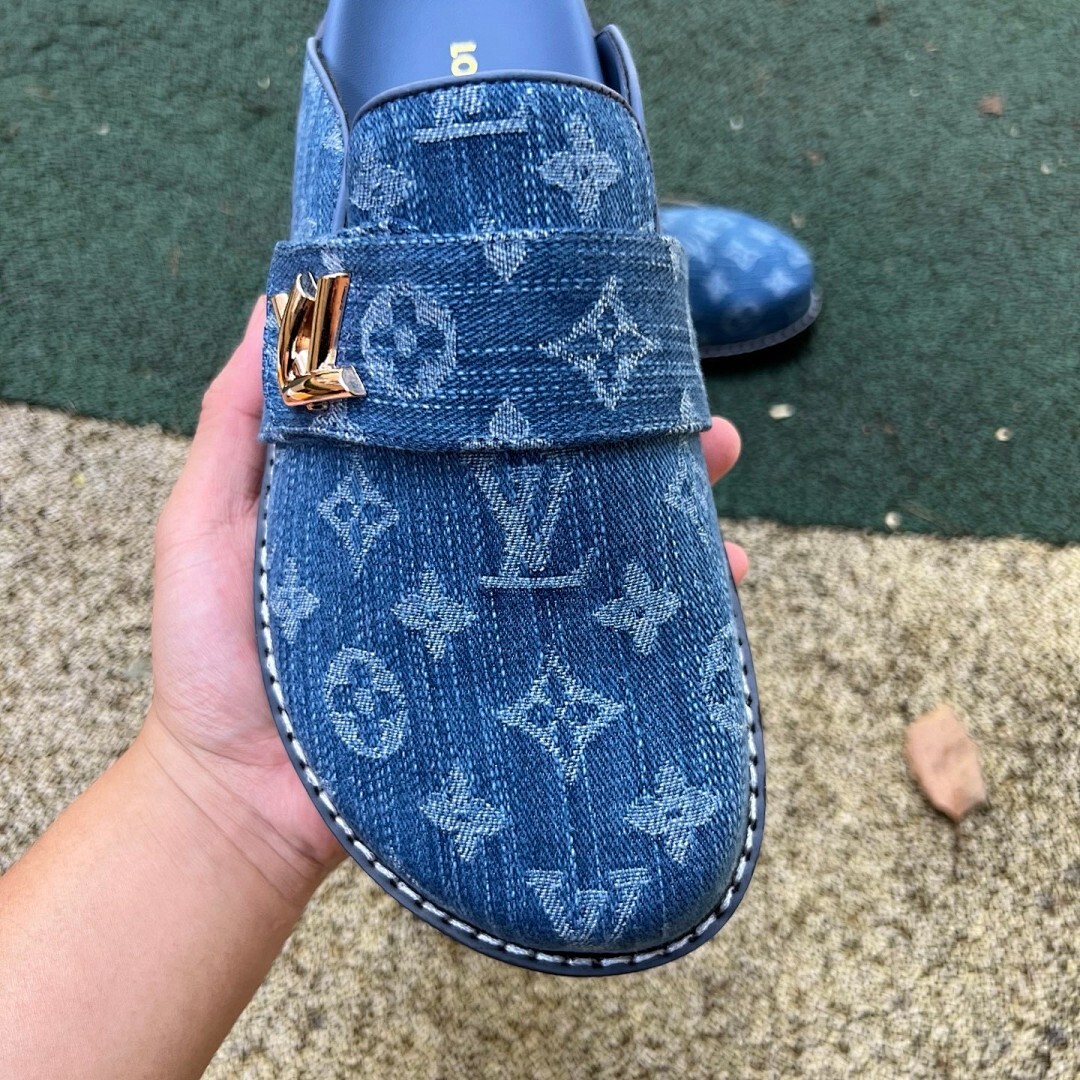 Louis Vuitton Lock It Flat Mule Monogram Denim - Image 6