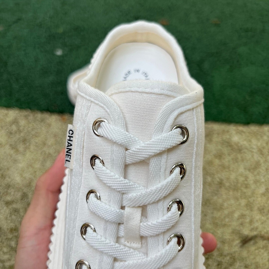 CHANEL Canvas Platform Mules G39540 - Image 5