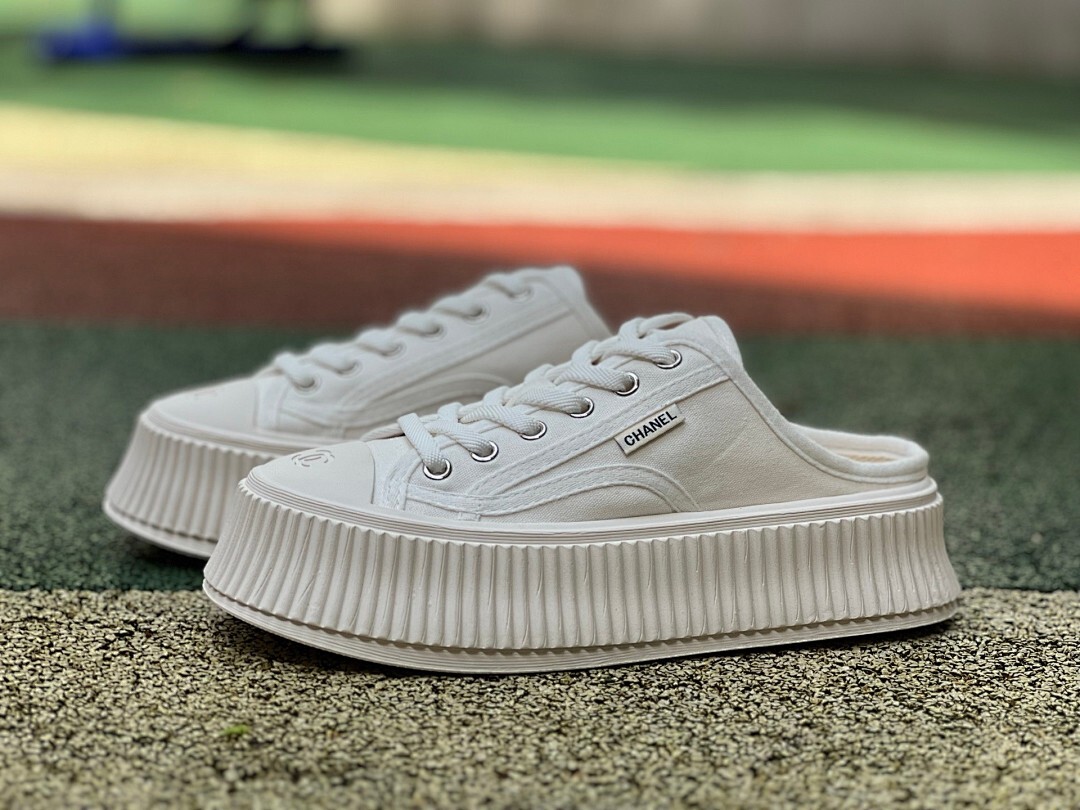 CHANEL Canvas Platform Mules G39540 - Image 10