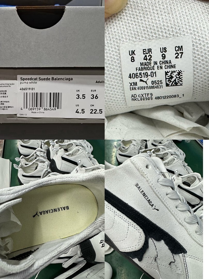 Balenciaga Puma Jordan White Black Speedcat Sneakers - Image 5