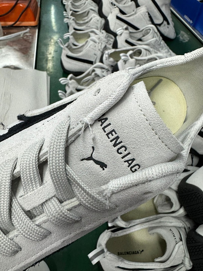 Balenciaga Puma Jordan White Black Speedcat Sneakers - Image 9