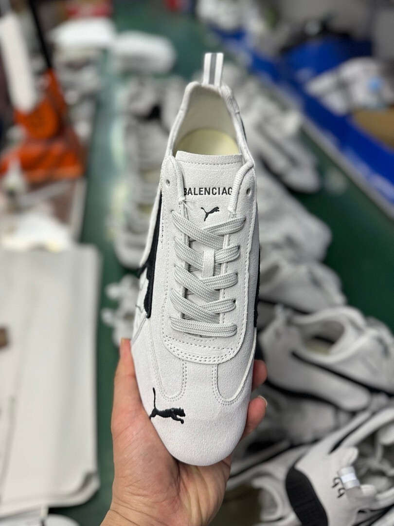 Balenciaga Puma Jordan White Black Speedcat Sneakers - Image 12