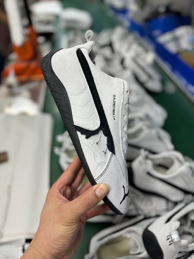 Balenciaga Puma Jordan White Black Speedcat Sneakers - Image 13