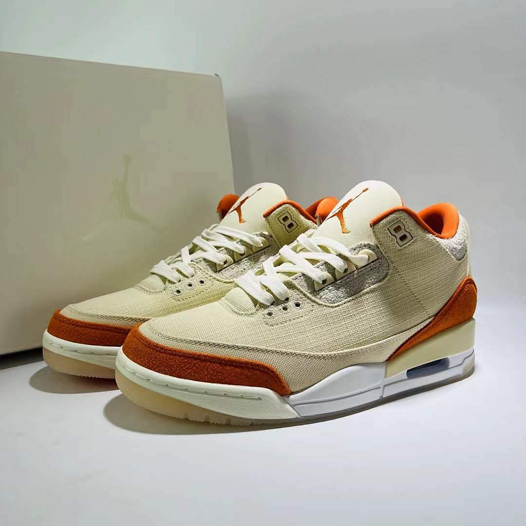 Air Jordan 3 Retro Muslin Orange Canvas Suede