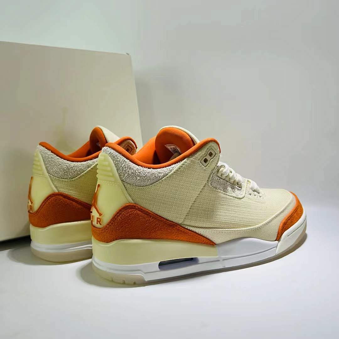 Air Jordan 3 Retro Muslin Orange Canvas Suede - Image 3