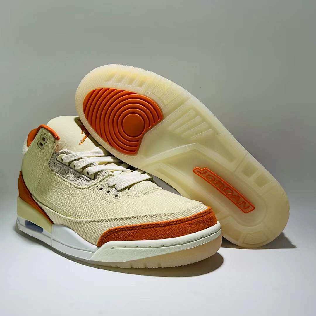 Air Jordan 3 Retro Muslin Orange Canvas Suede - Image 8
