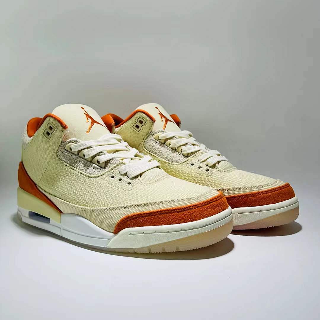 Air Jordan 3 Retro Muslin Orange Canvas Suede - Image 10