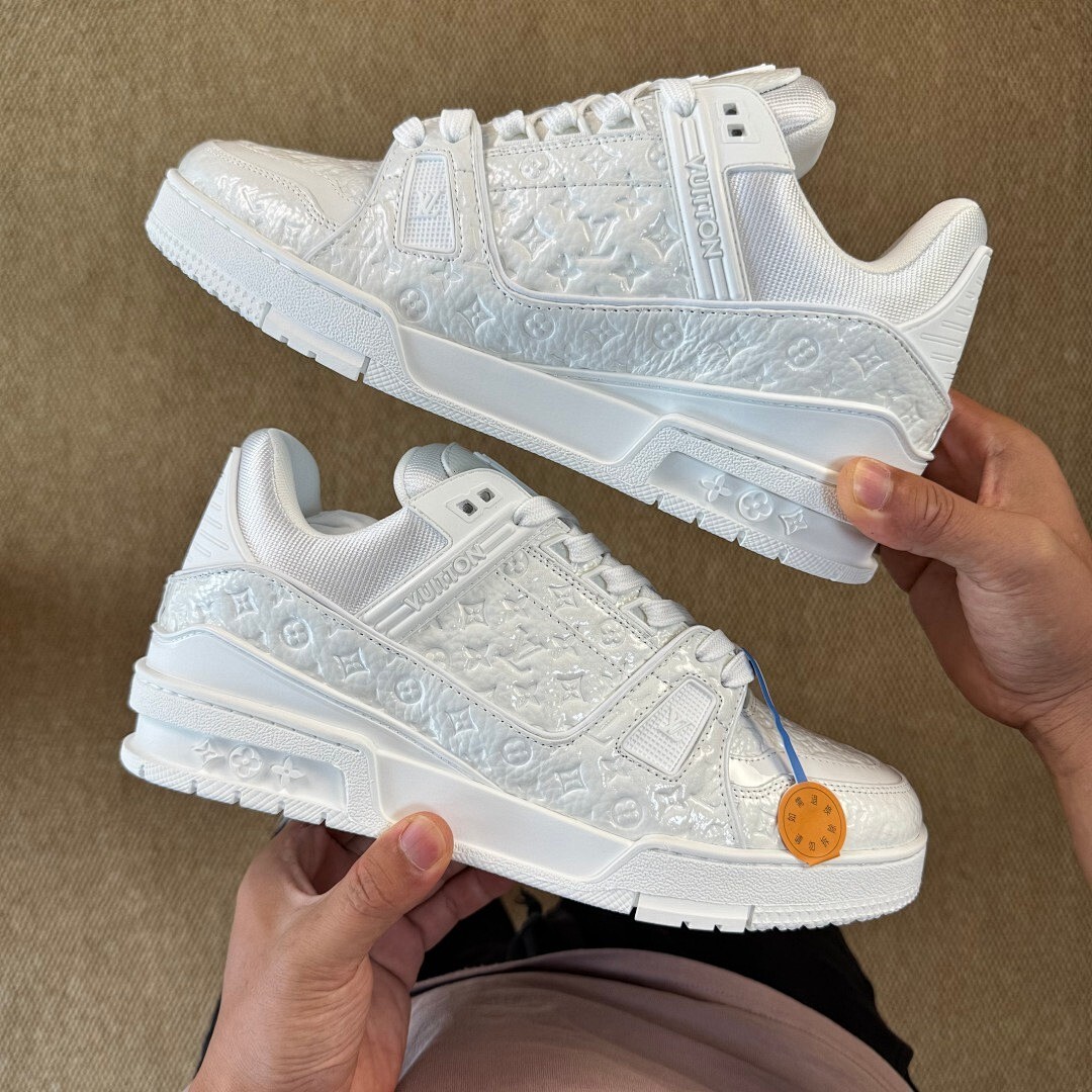 Louis Vuitton LV Trainer Sneaker White Monogram Embossed - Image 8
