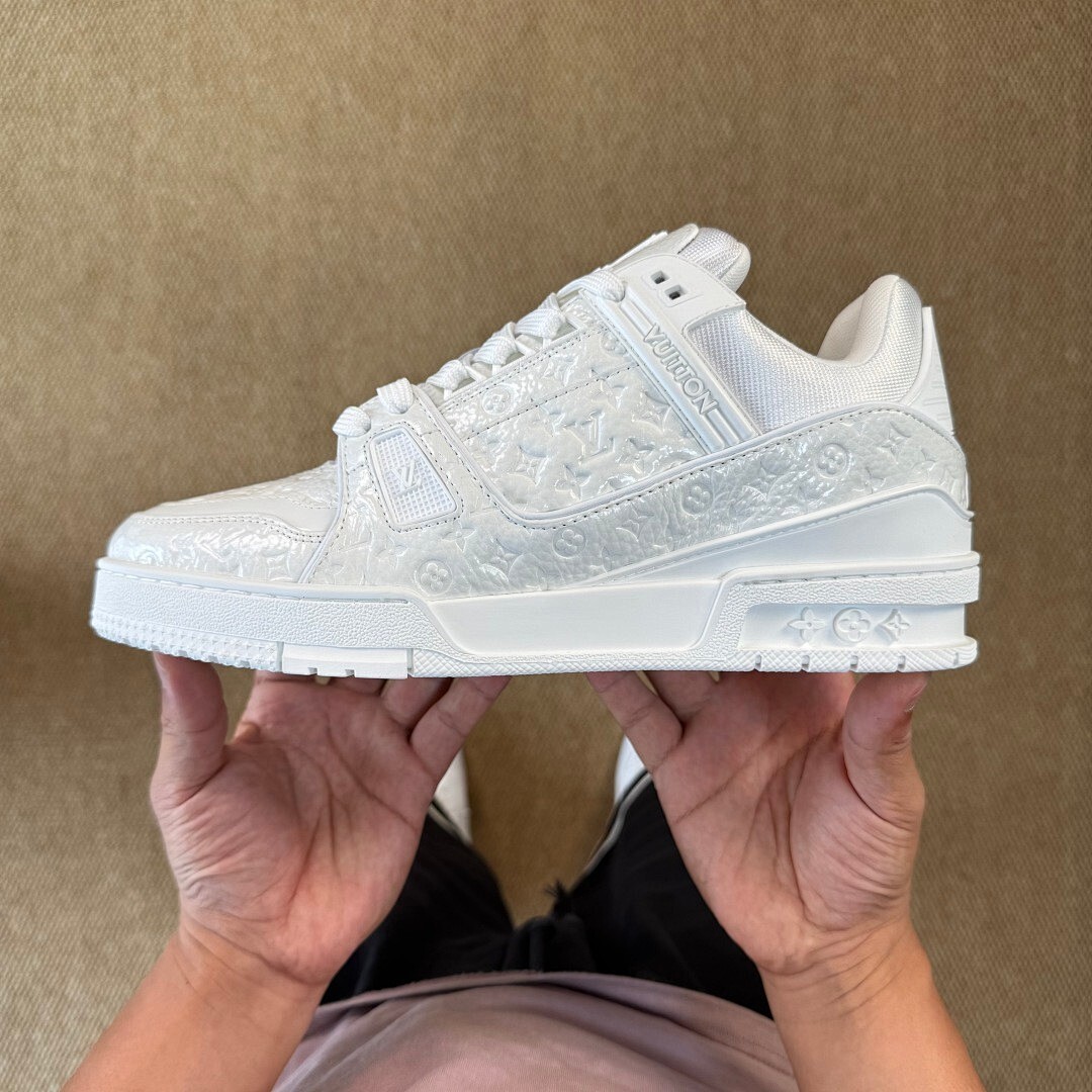 Louis Vuitton LV Trainer Sneaker White Monogram Embossed - Image 9
