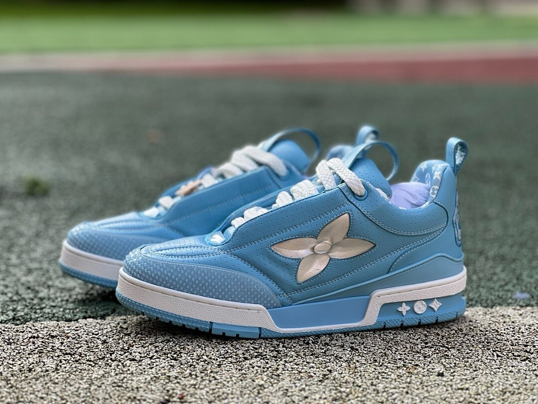 Louis Vuitton LV Trainer Monogram Flower Sneaker Light Blue