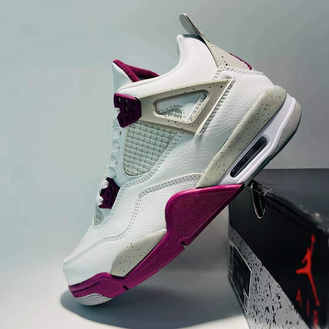 Air Jordan 4 Retro GS Active Fuchsia White Purple Grey Grade School Sneakers Shoes 408452-167 - Image 4