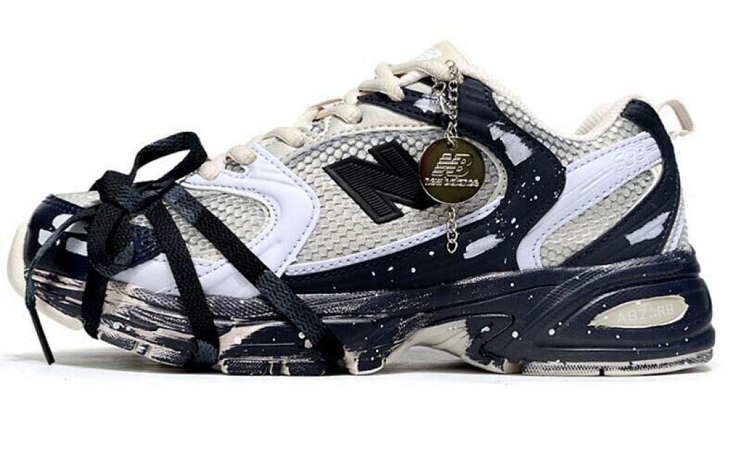 New Balance 530 x COMME des GARÇONS HOMME Navy Distressed Paint Splatter Lifestyle Sneakers M530CDH