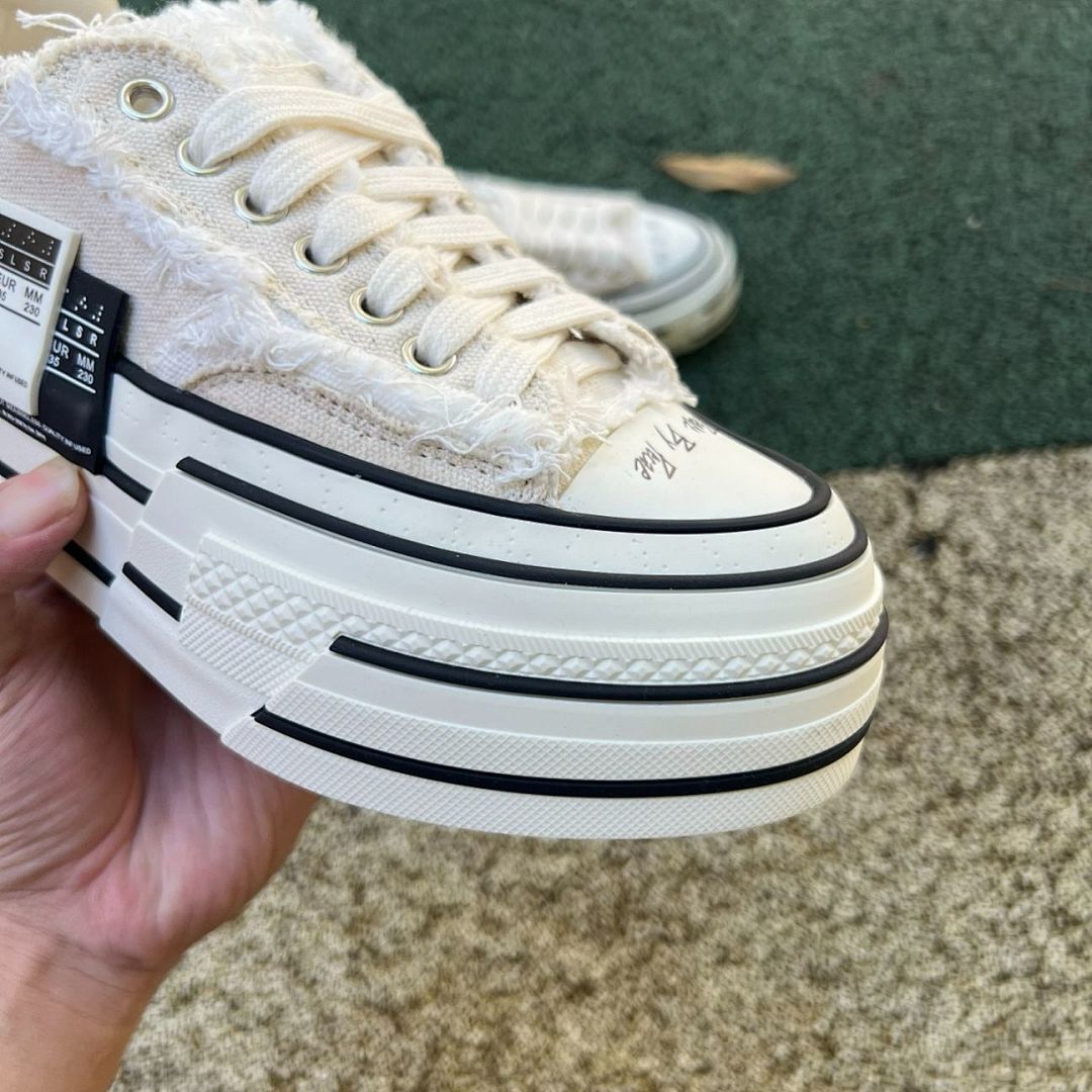 AVSESLSR AVB Distressed Canvas Platform Low Top Sneakers - Image 3