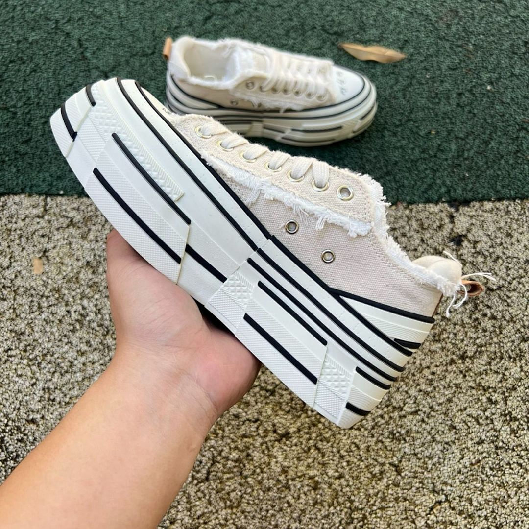 AVSESLSR AVB Distressed Canvas Platform Low Top Sneakers - Image 7