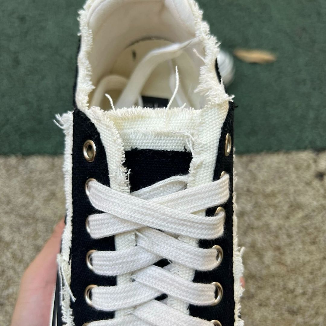 XVS XVSESLSR Platform Deconstructed Raw Edge Black Canvas Low Top Sneakers - Image 5