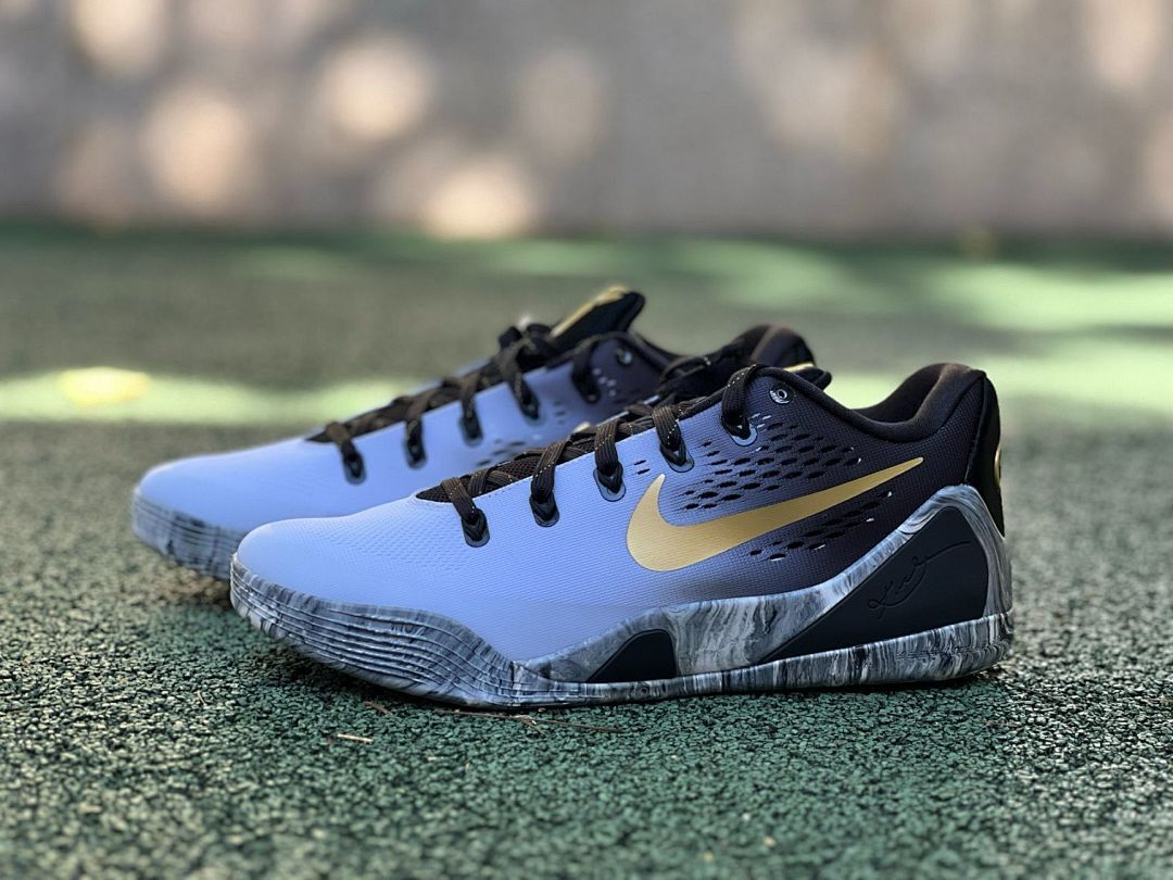 Nike Kobe 9 EM Low Periwinkle Black Metallic Gold Marbled