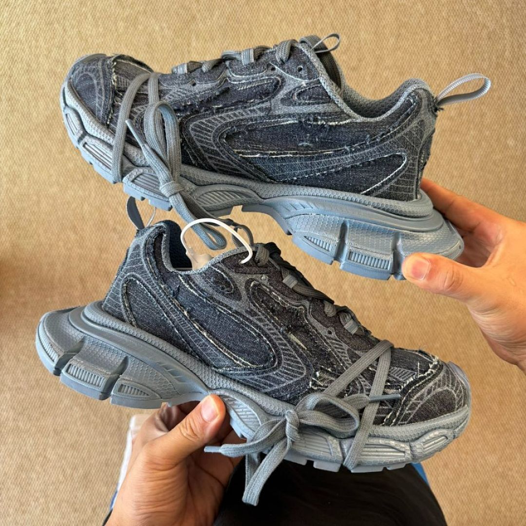 Balenciaga 3XL Trainer distressed denim sneakers 777649 W3XL1 4969 - Image 9