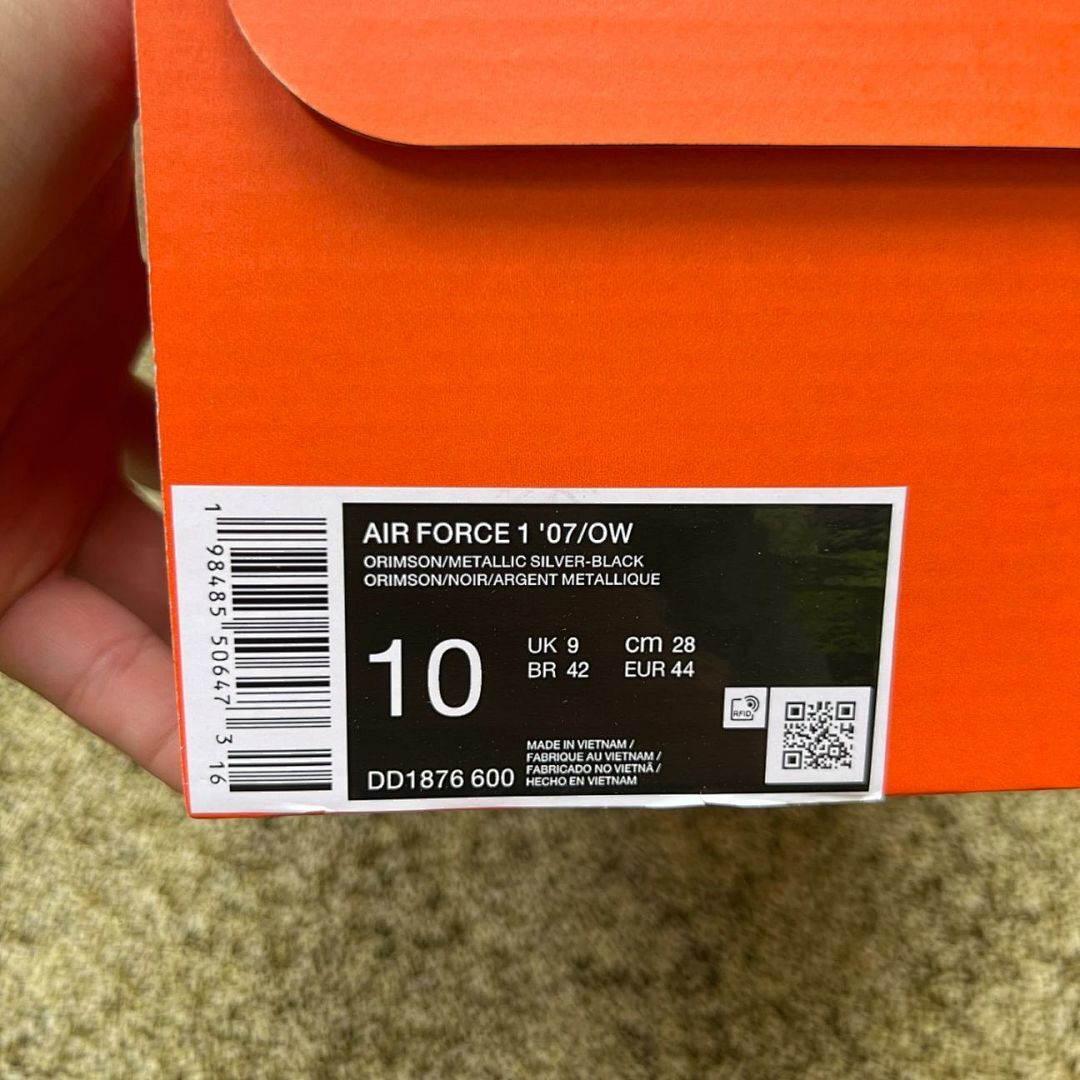 Off-White Nike Air Force 1 Low Red Black Metallic Silver - Image 2