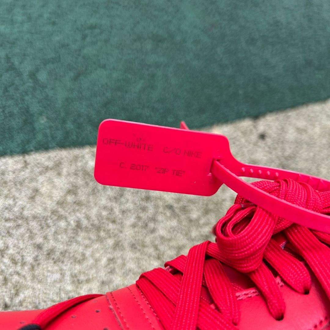 Off-White Nike Air Force 1 Low Red Black Metallic Silver - Image 3