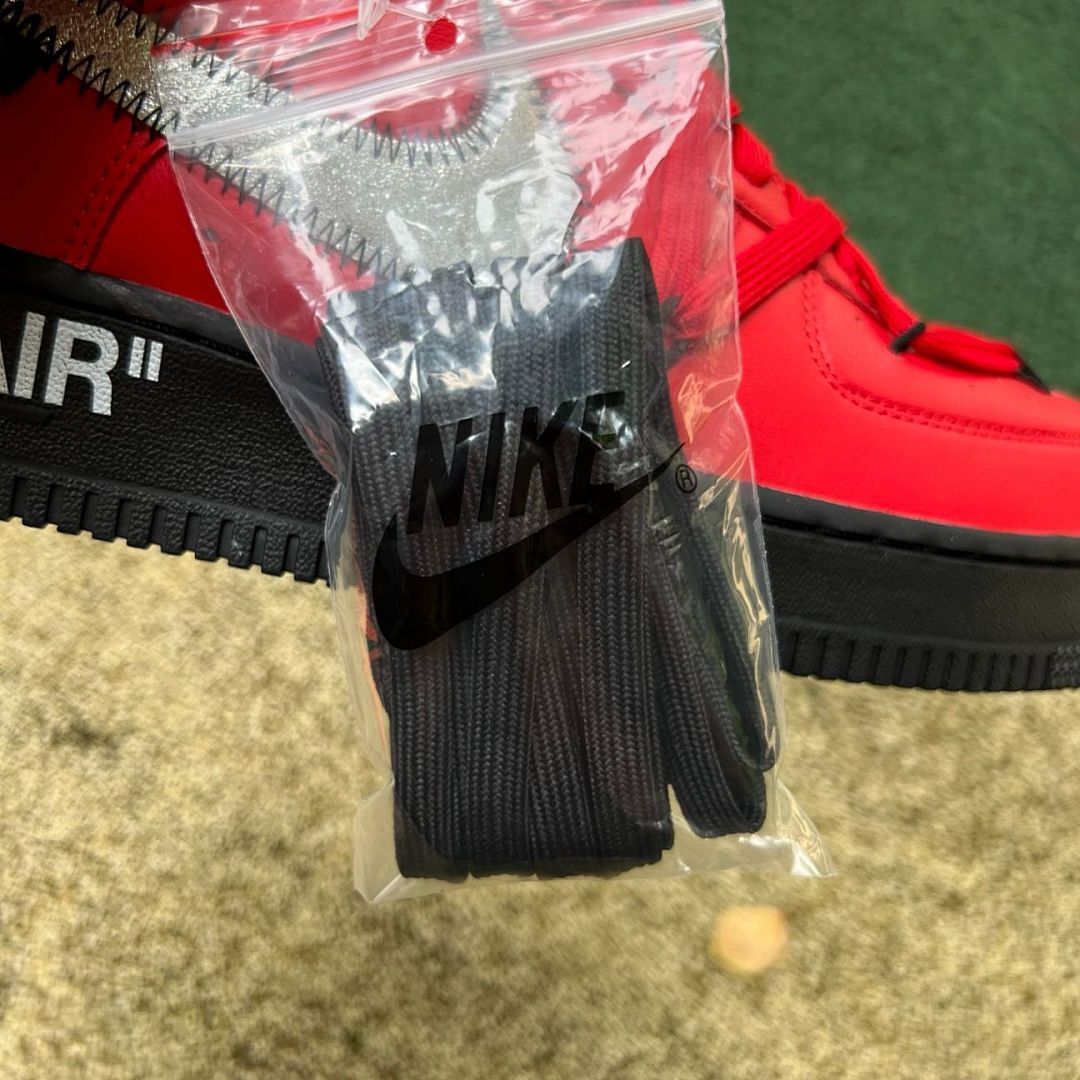 Off-White Nike Air Force 1 Low Red Black Metallic Silver - Image 9