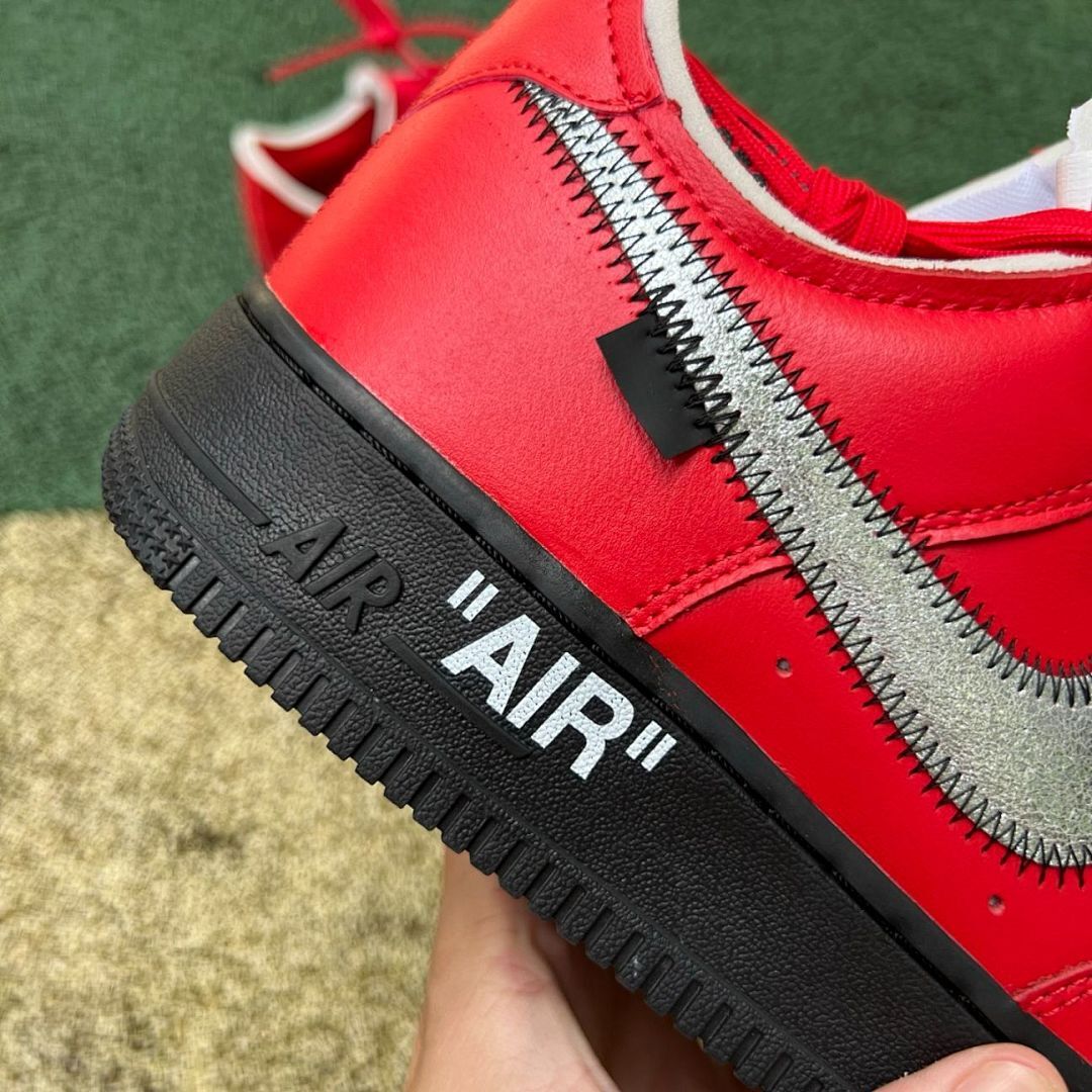 Off-White Nike Air Force 1 Low Red Black Metallic Silver - Image 10