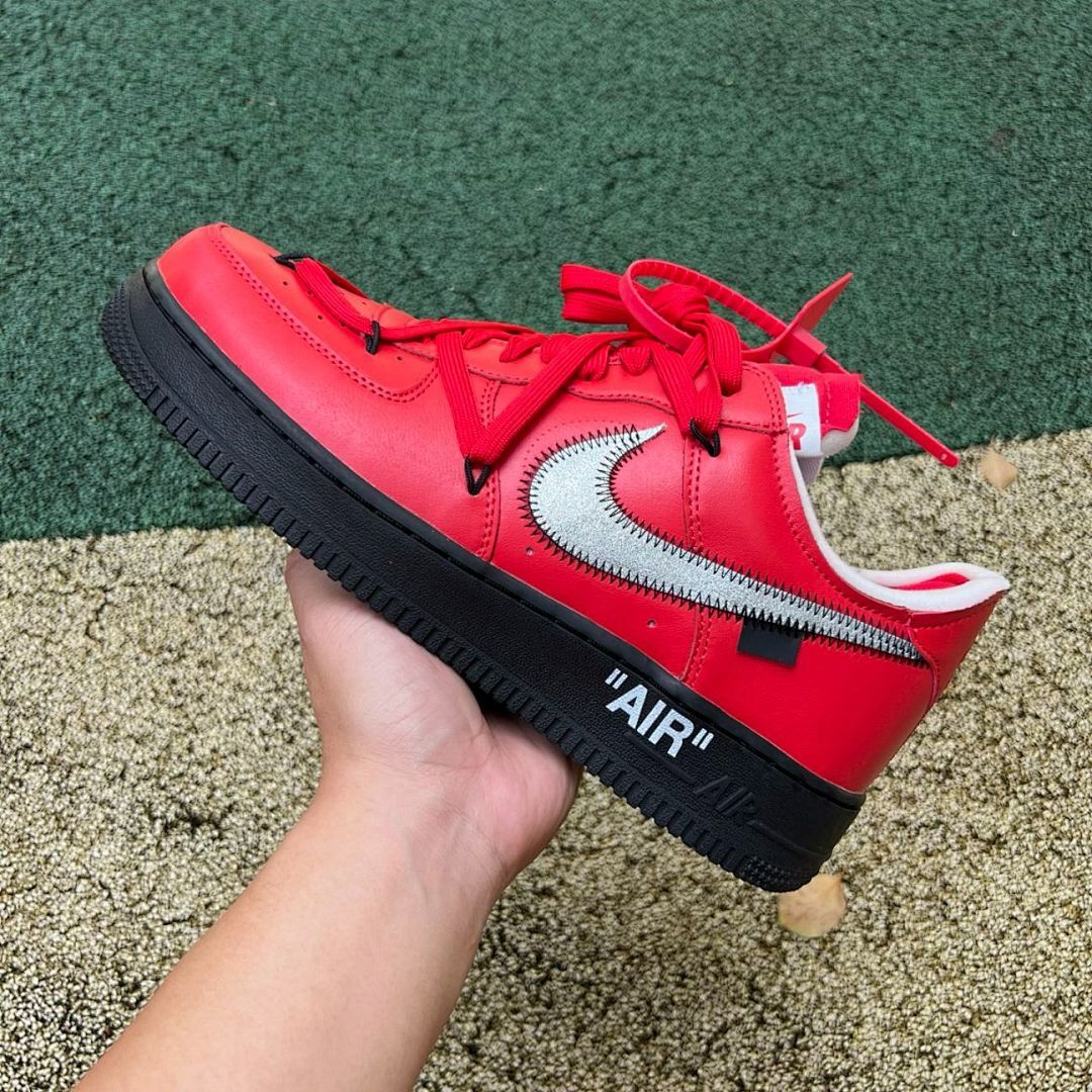 Off-White Nike Air Force 1 Low Red Black Metallic Silver - Image 11