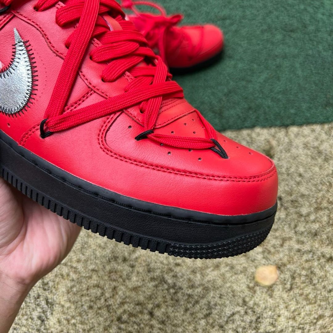 Off-White Nike Air Force 1 Low Red Black Metallic Silver - Image 12
