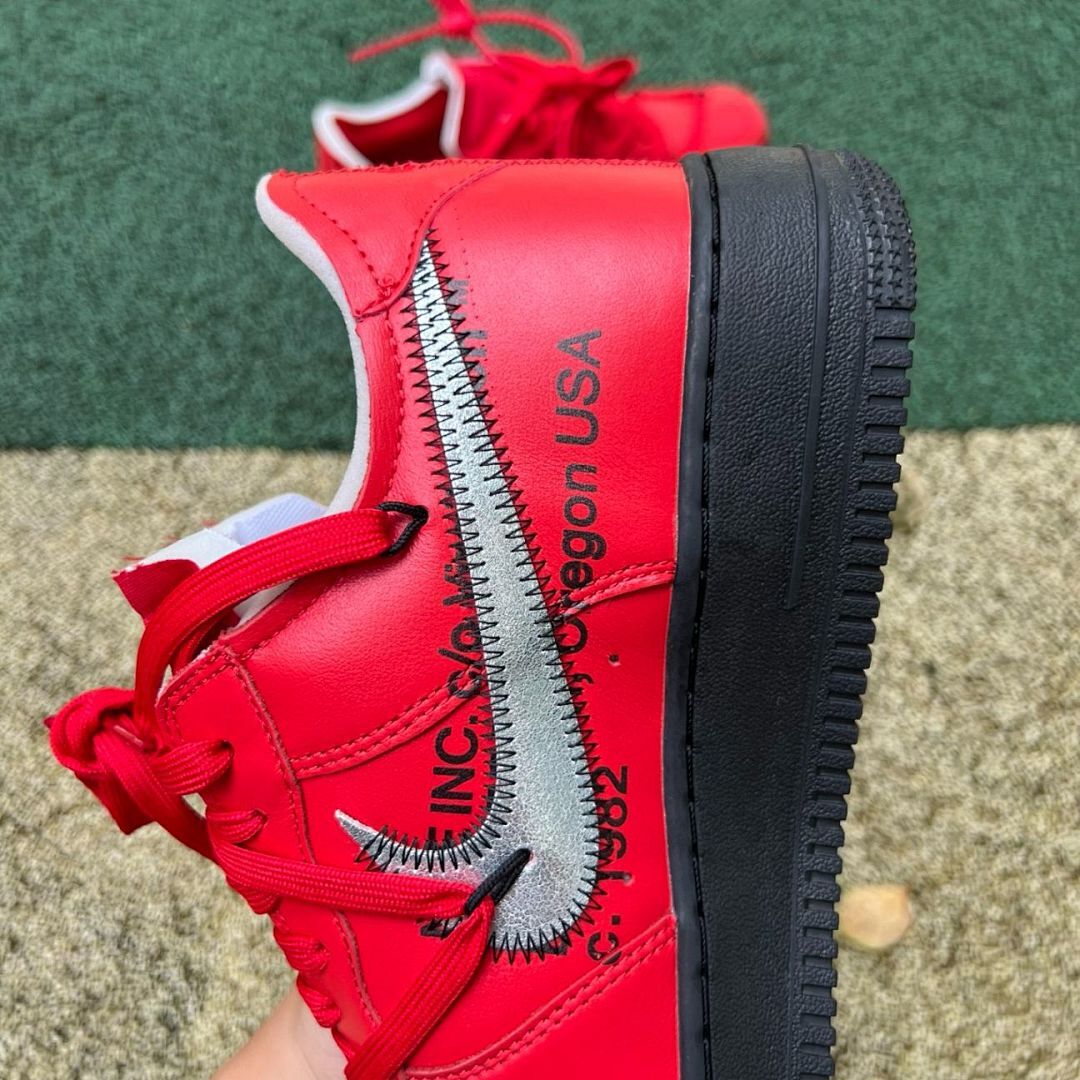Off-White Nike Air Force 1 Low Red Black Metallic Silver - Image 15