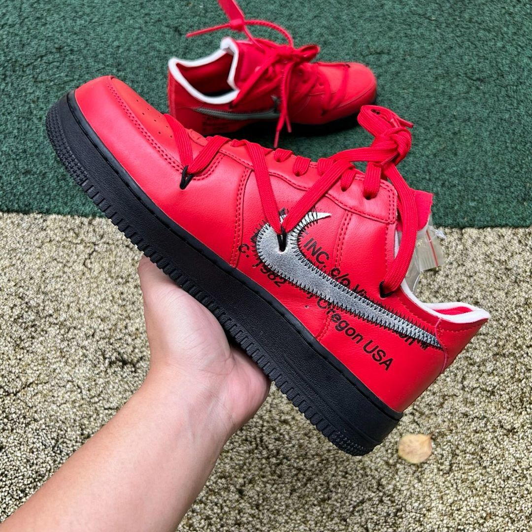 Off-White Nike Air Force 1 Low Red Black Metallic Silver - Image 17