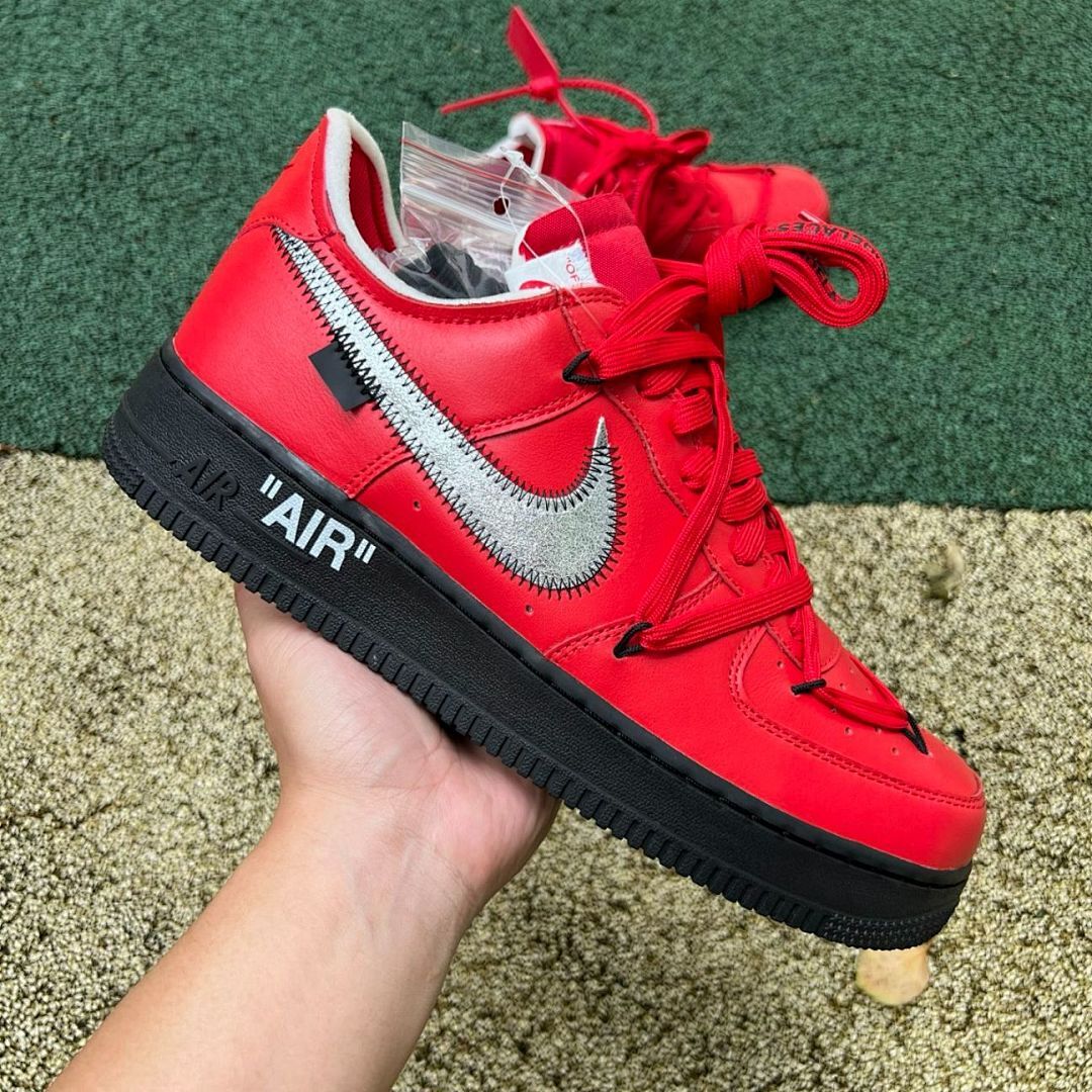 Off-White Nike Air Force 1 Low Red Black Metallic Silver - Image 19