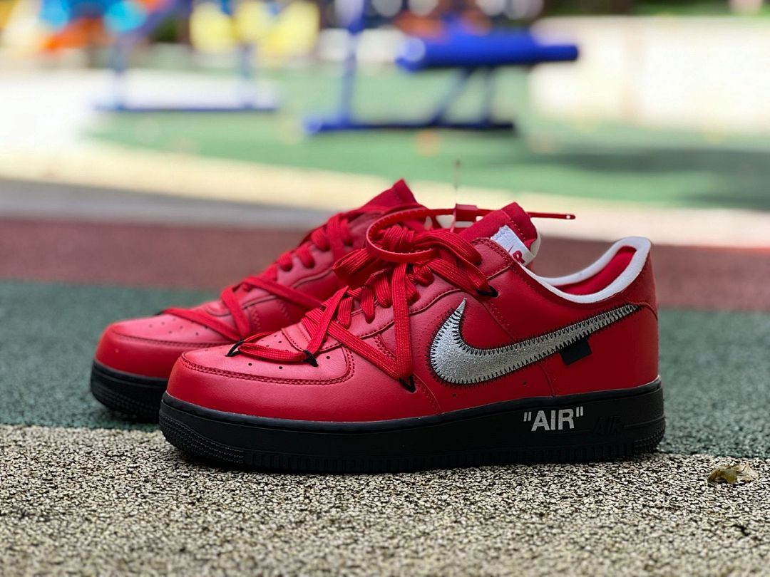 Off-White Nike Air Force 1 Low Red Black Metallic Silver - Image 20