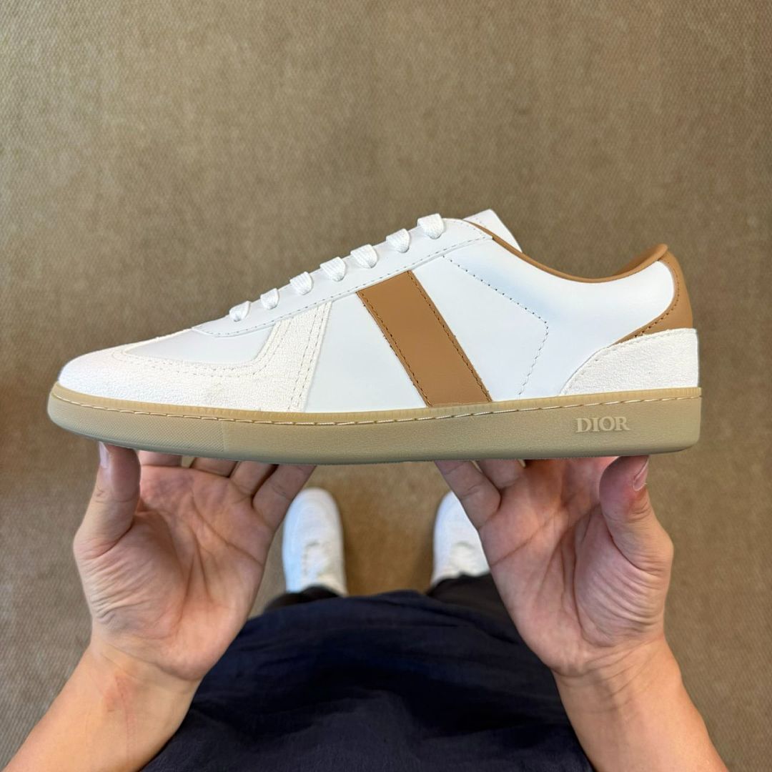 Dior B01 Sneaker White and Beige Smooth Calfskin and Suede