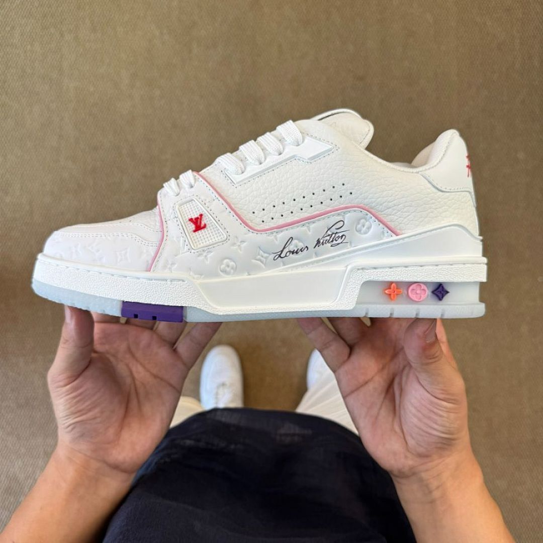 LV Trainer Sneaker White and Pink 1A9T4J - Image 9