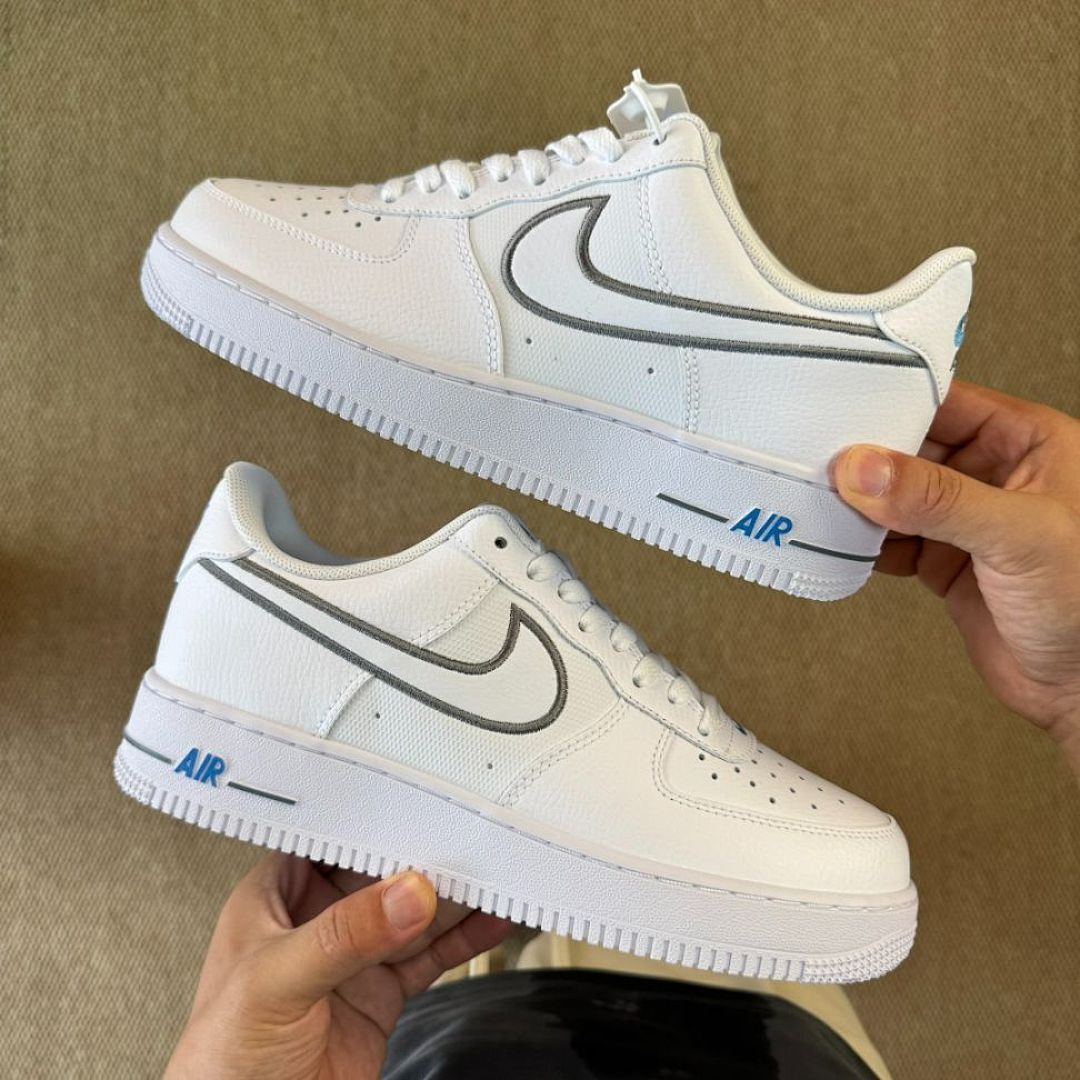 Nike Air Force 1 '07 White Wolf Grey Hyper Royal CW7577-101 - Image 8