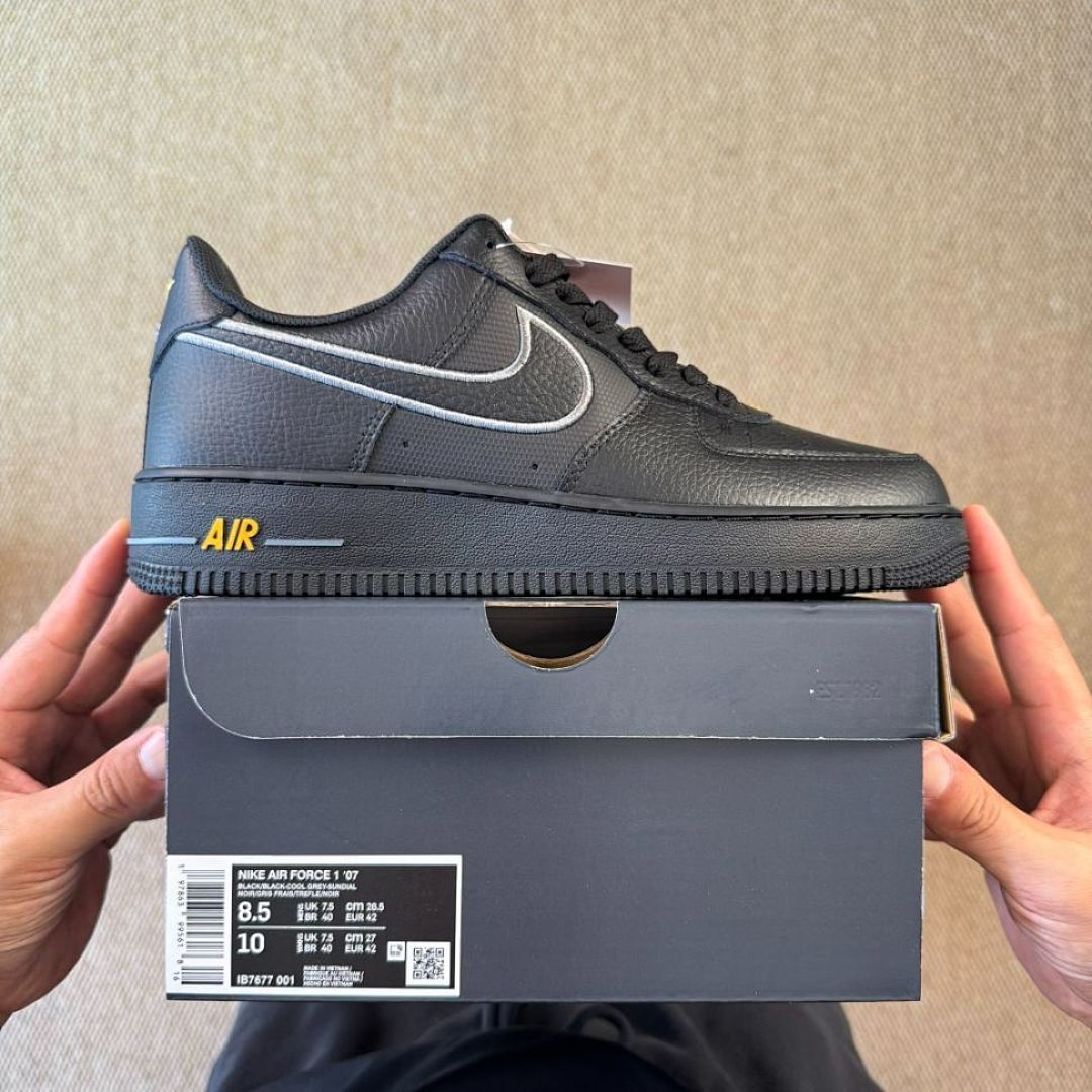 Nike Air Force 1 '07 Black White Yellow Strike DH7561-001 - Image 3