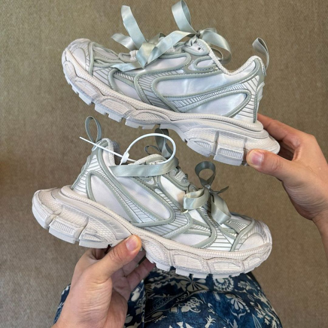 Balenciaga 3XL Trainer Sneakers Grey Green with Ribbon Laces - Image 9