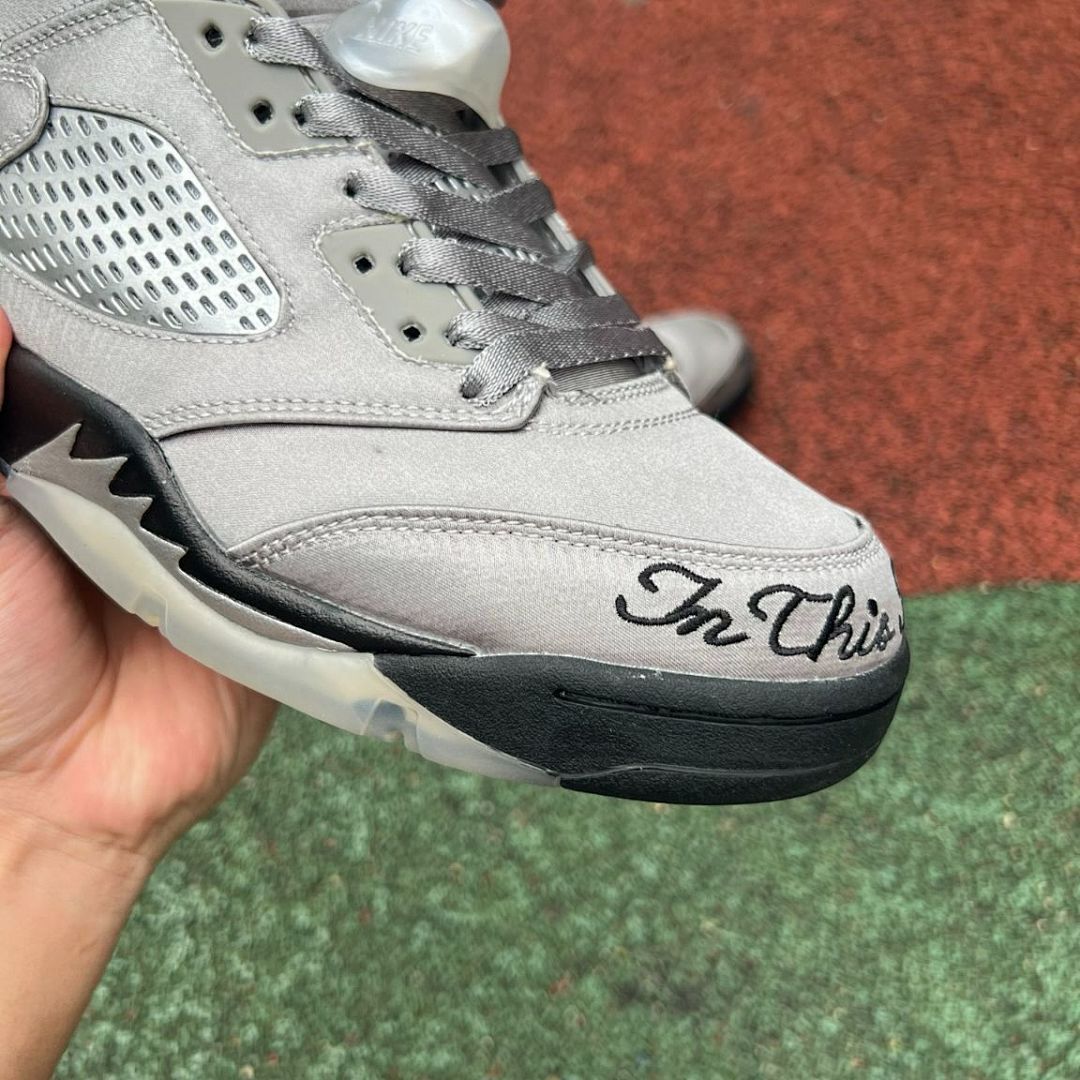 Air Jordan 5 Retro Carmelo Anthony PE "Family Flies Alone" Metallic Silver "10" - Image 4