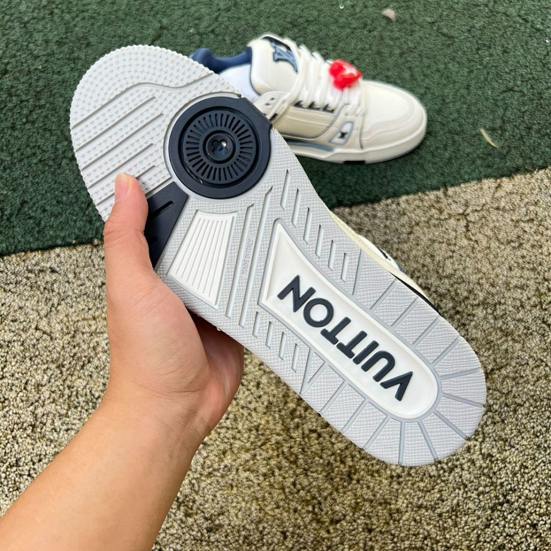 LV Trainer Sneaker Ecru and Blue 1A9ZFN - Image 6