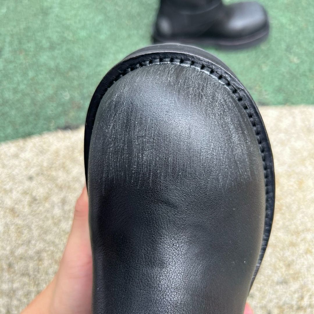 Balenciaga Black Leather Trooper Biker Boots with Embossed 10 AV. GEORGE V Paris Address - Image 5