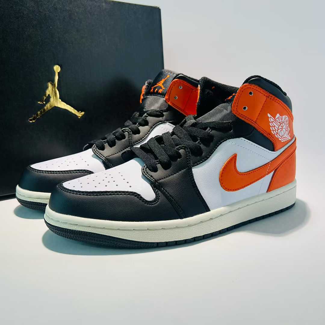 Air Jordan 1 Mid "Starfish" Black White Orange DQ8426-000 Men's Women's Lifestyle Casual Basketball Sneakers Shoes