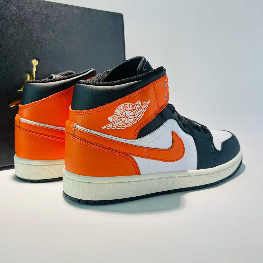 Air Jordan 1 Mid "Starfish" Black White Orange DQ8426-000 Men's Women's Lifestyle Casual Basketball Sneakers Shoes - Image 3
