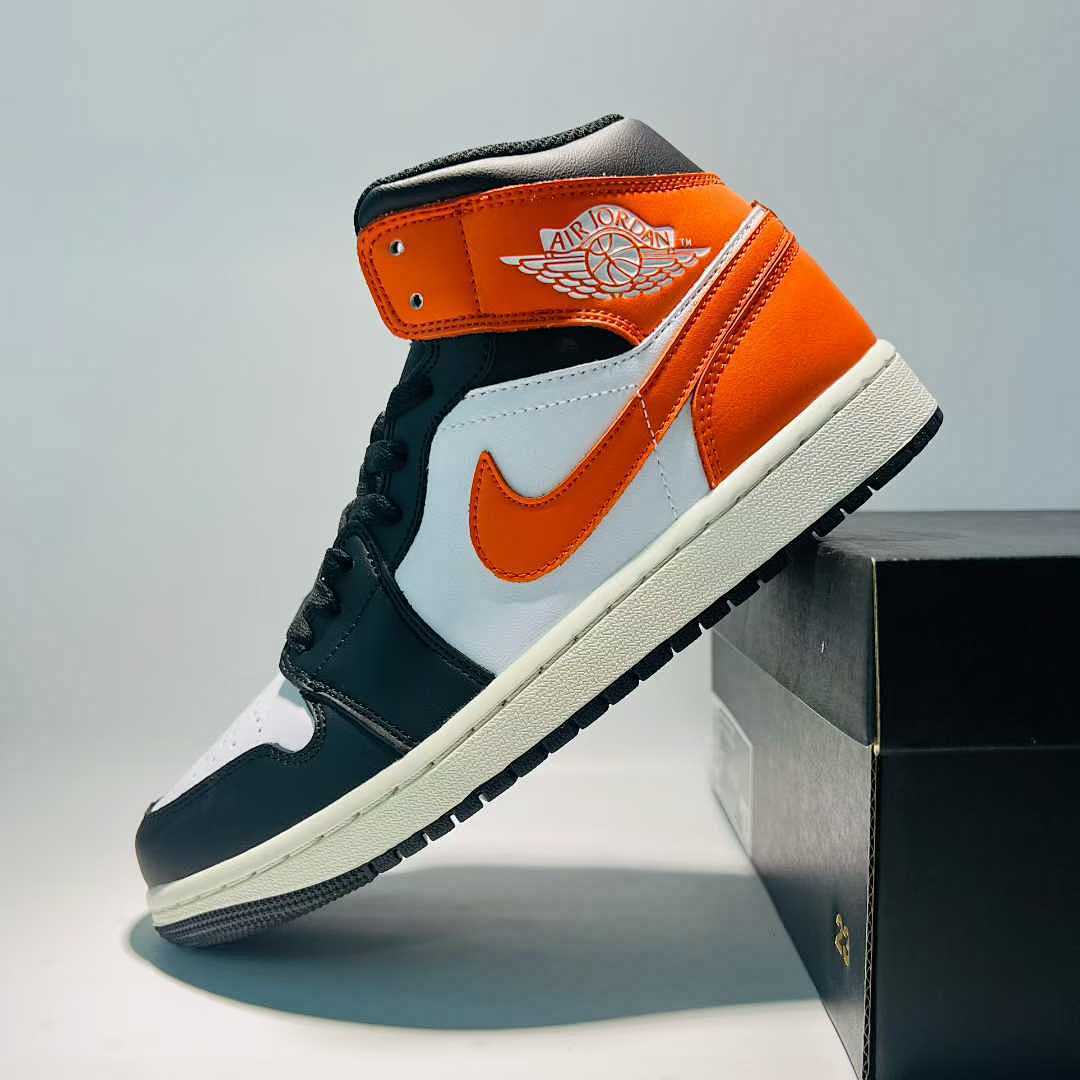 Air Jordan 1 Mid "Starfish" Black White Orange DQ8426-000 Men's Women's Lifestyle Casual Basketball Sneakers Shoes - Image 4